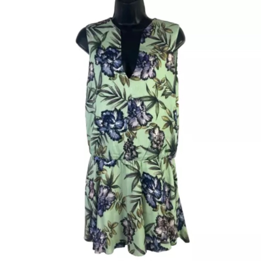 Alice + Olivia sz 4 Brook Dress Oasis Mint green Floral drop waist